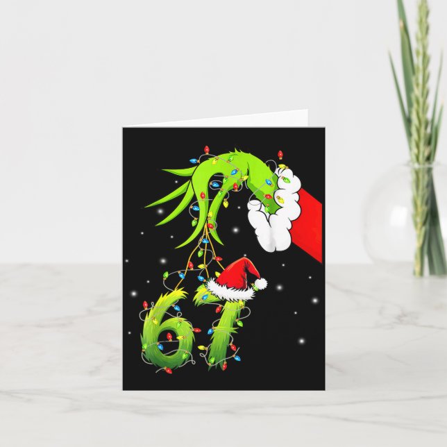 Funny Six Seven 6 7 Meme 67 Xmas Hand Christmas Co Card (Front)