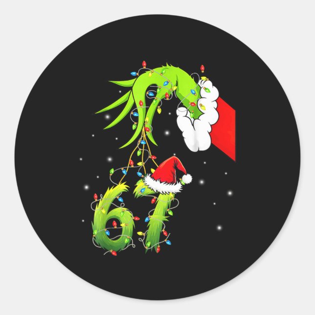 Funny Six Seven 6 7 Meme 67 Xmas Hand Christmas Co Classic Round Sticker (Front)