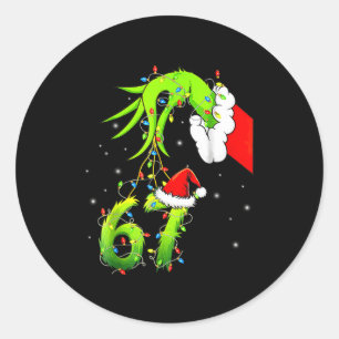 Funny Six Seven 6 7 Meme 67 Xmas Hand Christmas Co Classic Round Sticker