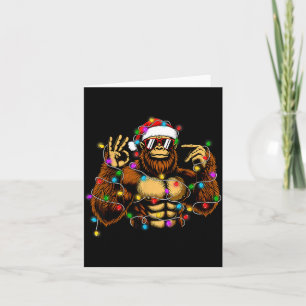 Funny Six Seven 6 7 Meme Bigfoot Christmas Lights  Card