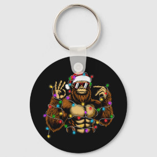 Funny Six Seven 6 7 Meme Bigfoot Christmas Lights Key Ring