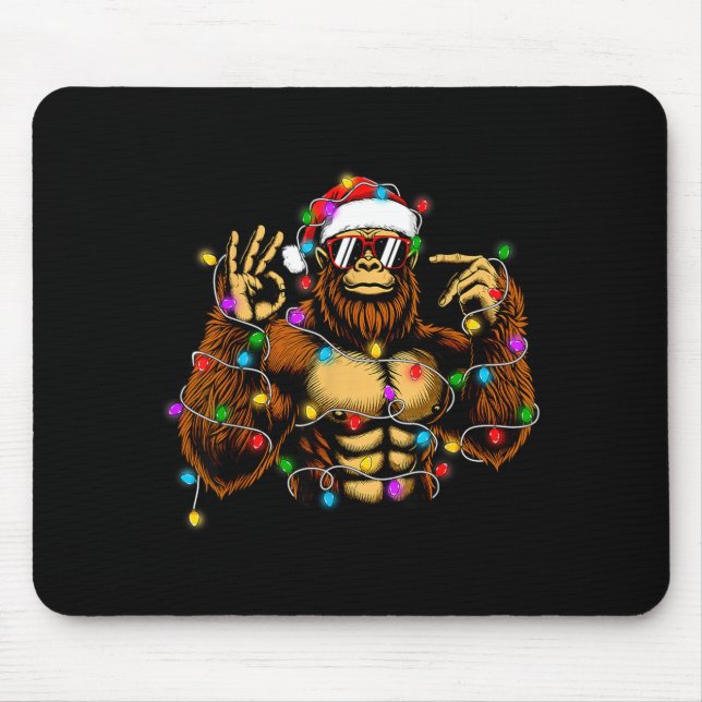 Funny Six Seven 6 7 Meme Bigfoot Christmas Lights  Mouse Mat (Front)