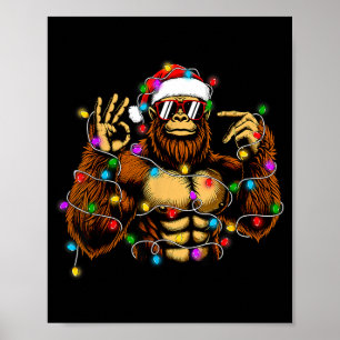 Funny Six Seven 6 7 Meme Bigfoot Christmas Lights  Poster