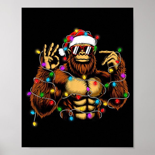 Funny Six Seven 6 7 Meme Bigfoot Christmas Lights  Poster (Front)