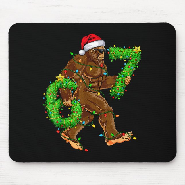 Funny Six Seven 6 7 Meme Bigfoot Christmas Shirts  Mouse Mat (Front)