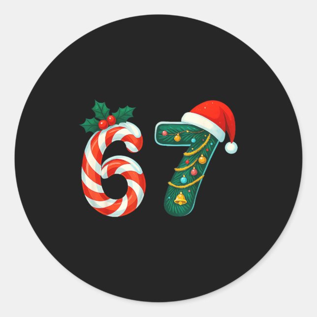 Funny Six Seven 6 7 Meme Christmas Family Xmas San Classic Round Sticker (Front)