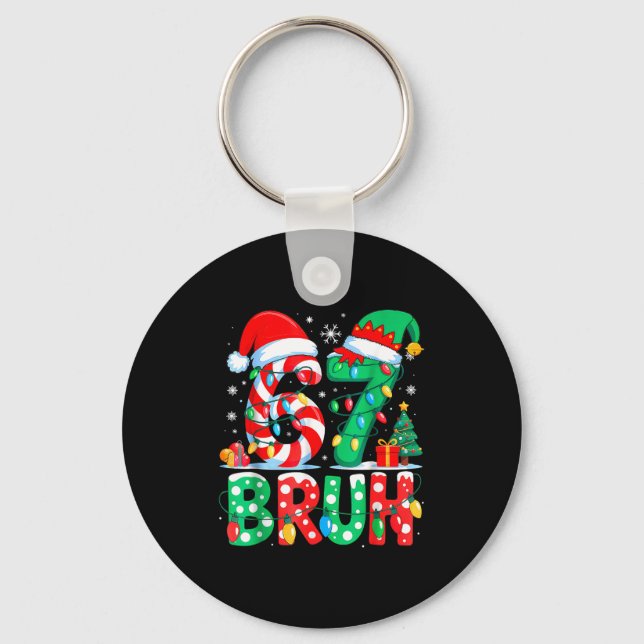 Funny Six Seven 6 7 Meme Christmas Family Xmas San Key Ring (Front)