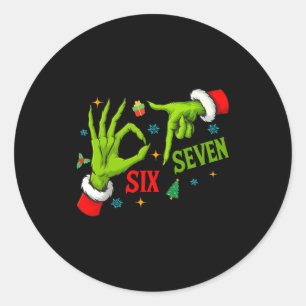 Funny Six Seven 6 7 Meme Christmas Funny Hands 6 7 Classic Round Sticker