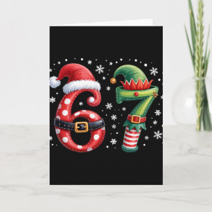 Funny Six Seven 6 7 Meme Christmas Humor Santa Elf Card