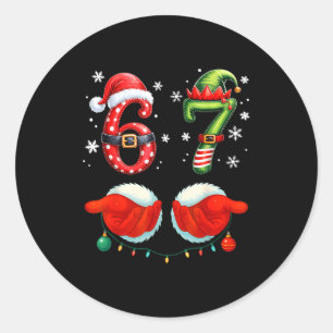 Funny Six Seven 6 7 Meme Christmas Humor Santa Elf Classic Round Sticker