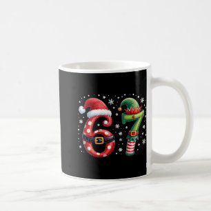 Funny Six Seven 6 7 Meme Christmas Humor Santa Elf Coffee Mug
