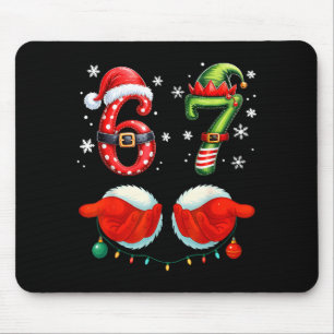 Funny Six Seven 6 7 Meme Christmas Humor Santa Elf Mouse Mat