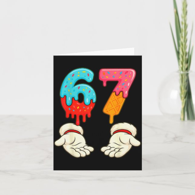 Funny Six Seven 6 7 Meme Christmas Ice Cream Drip  Card (Front)
