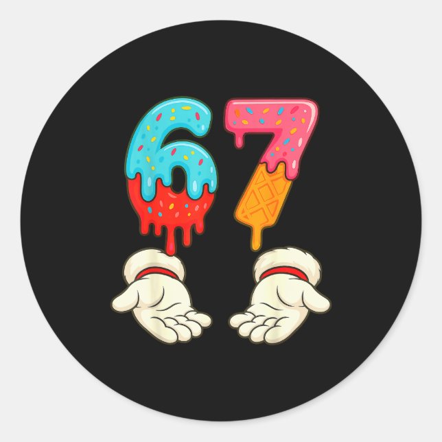 Funny Six Seven 6 7 Meme Christmas Ice Cream Drip  Classic Round Sticker (Front)