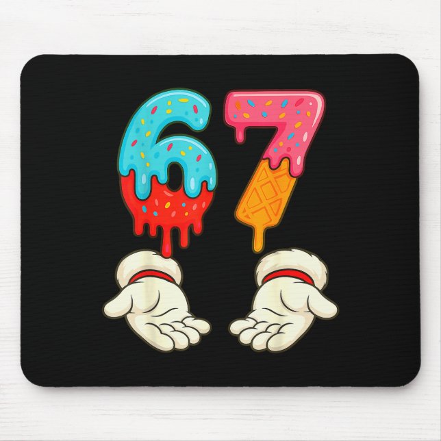 Funny Six Seven 6 7 Meme Christmas Ice Cream Drip  Mouse Mat (Front)