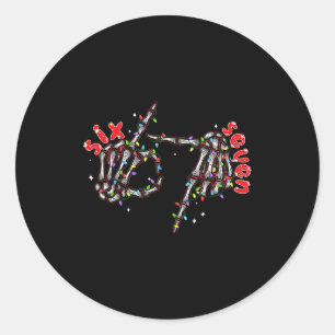 Funny Six Seven 6 7 Meme Couple Christmas Hand Ske Classic Round Sticker