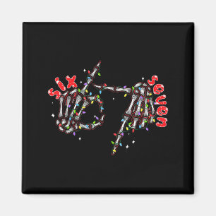 Funny Six Seven 6 7 Meme Couple Christmas Hand Ske Magnet