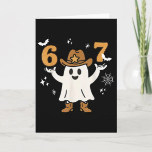 Funny Six Seven 6 7 Meme Cowboy Ghost Halloween Co Card