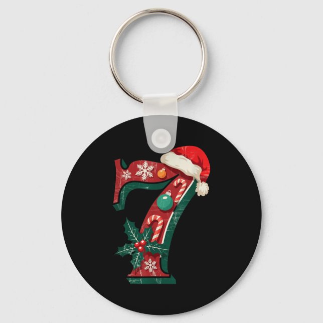 Funny Six Seven 6 7 Meme Design Couples Christmas  Key Ring (Front)
