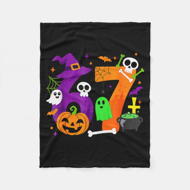 Funny Six Seven 6 7 Meme Design Couples Halloween  Fleece Blanket (Front)