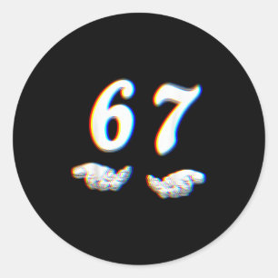 Funny Six Seven 6 7 Meme Gen Alpha Slang 67 Glitch Classic Round Sticker