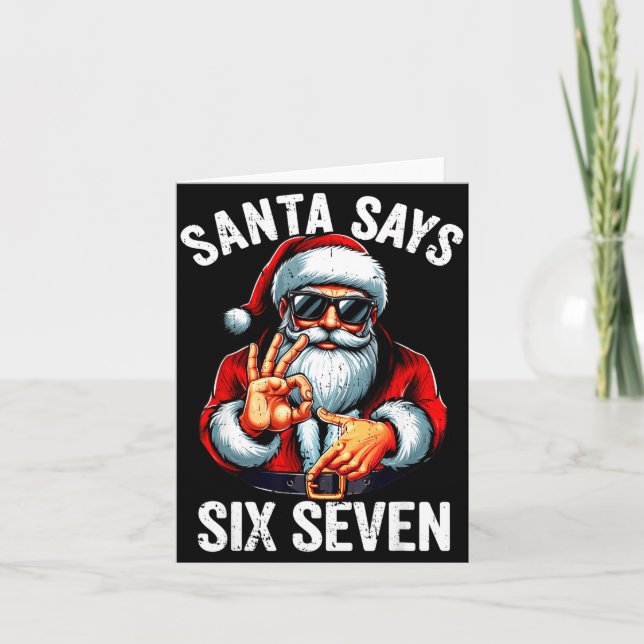 Funny Six Seven 6 7 Meme Gen Alpha Slang 6 7 Santa Card (Front)