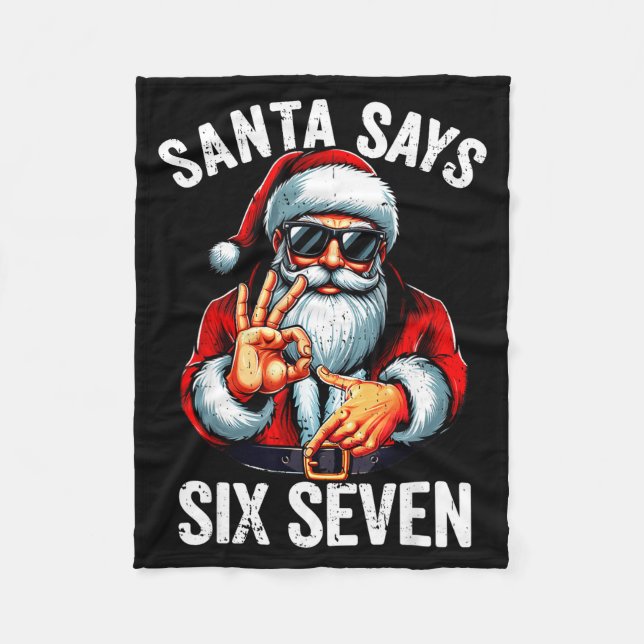 Funny Six Seven 6 7 Meme Gen Alpha Slang 6 7 Santa Fleece Blanket (Front)