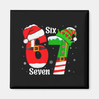 Funny Six Seven 6 7 Meme Gen Alpha Slang Santa Elf Magnet