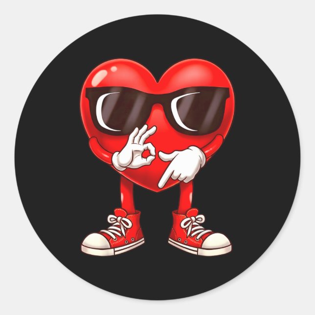 Funny Six Seven 6 7 Meme Heart Valentines Day Men  Classic Round Sticker (Front)