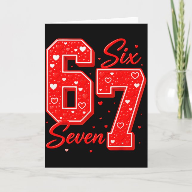 Funny Six Seven 6 7 Meme Hearts Cupid Valentines D Card (Front)