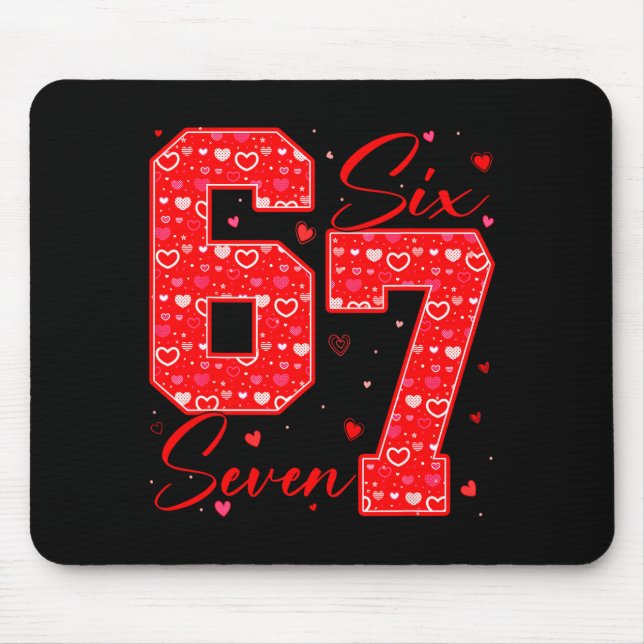 Funny Six Seven 6 7 Meme Hearts Cupid Valentines D Mouse Mat (Front)