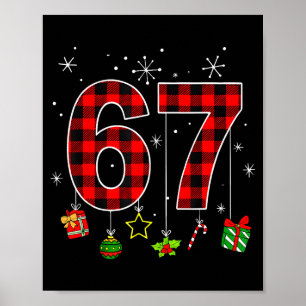 Funny Six Seven 6 7 Meme Humor 67 Red Plaid Christ Poster