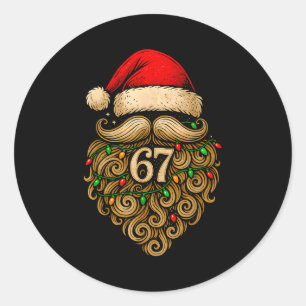 Funny Six Seven 6 7 Meme Santa Beard Christmas Men Classic Round Sticker
