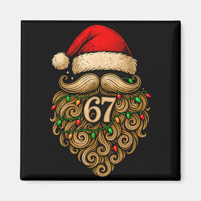 Funny Six Seven 6 7 Meme Santa Beard Christmas Men Magnet (Front)