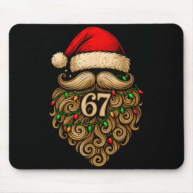 Funny Six Seven 6 7 Meme Santa Beard Christmas Men Mouse Mat (Front)