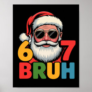 Funny Six Seven 6 7 Meme Santa Christmas Men Boys Poster