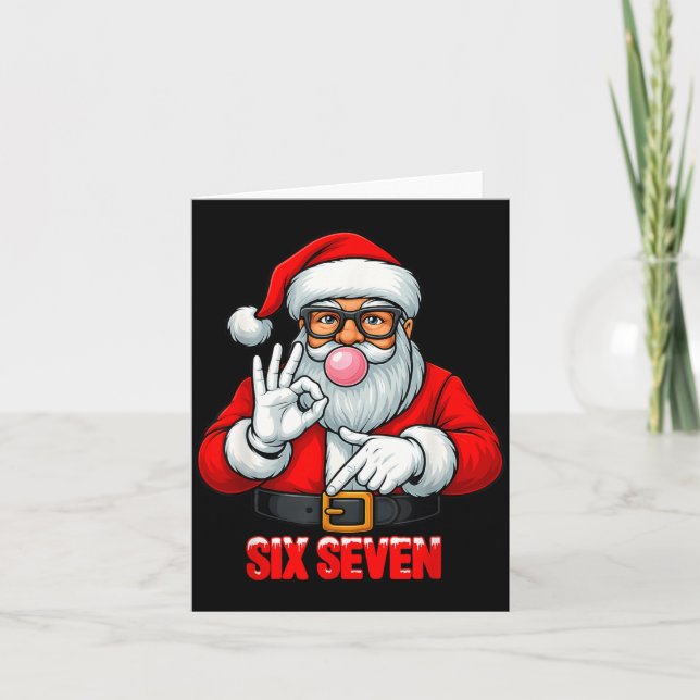 Funny Six Seven 6 7 Meme Santa Christmas Shirt Men Card (Front)