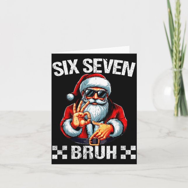 Funny Six Seven 6 7 Meme Santa Christmas Shirt Men Card (Front)