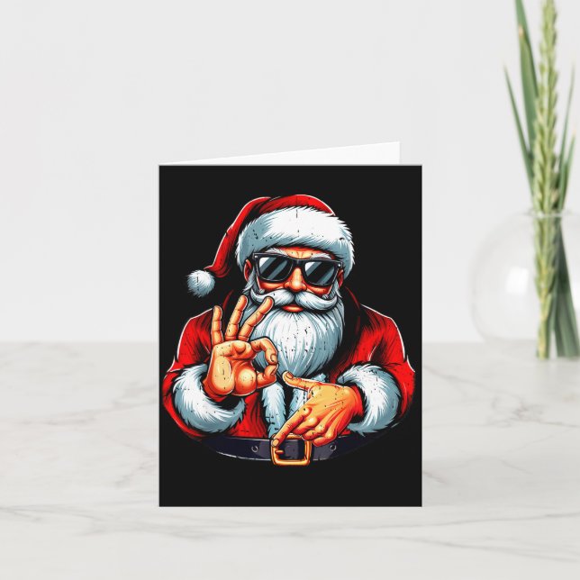 Funny Six Seven 6 7 Meme Santa Christmas Shirt Men Card (Front)