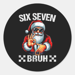 Funny Six Seven 6 7 Meme Santa Christmas Shirt Men Classic Round Sticker