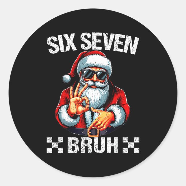 Funny Six Seven 6 7 Meme Santa Christmas Shirt Men Classic Round Sticker (Front)
