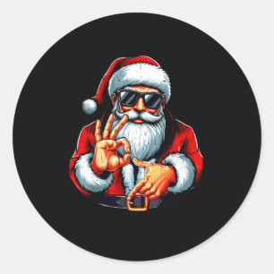 Funny Six Seven 6 7 Meme Santa Christmas Shirt Men Classic Round Sticker