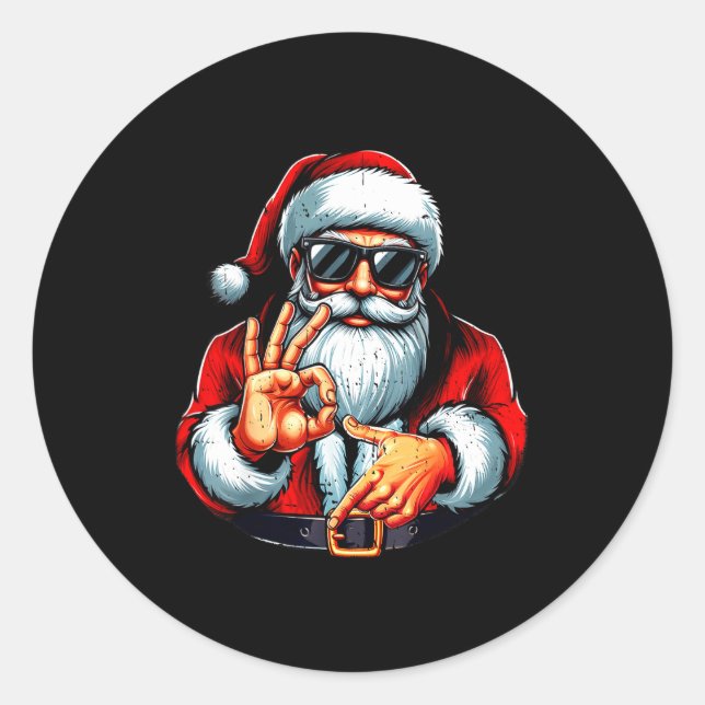 Funny Six Seven 6 7 Meme Santa Christmas Shirt Men Classic Round Sticker (Front)