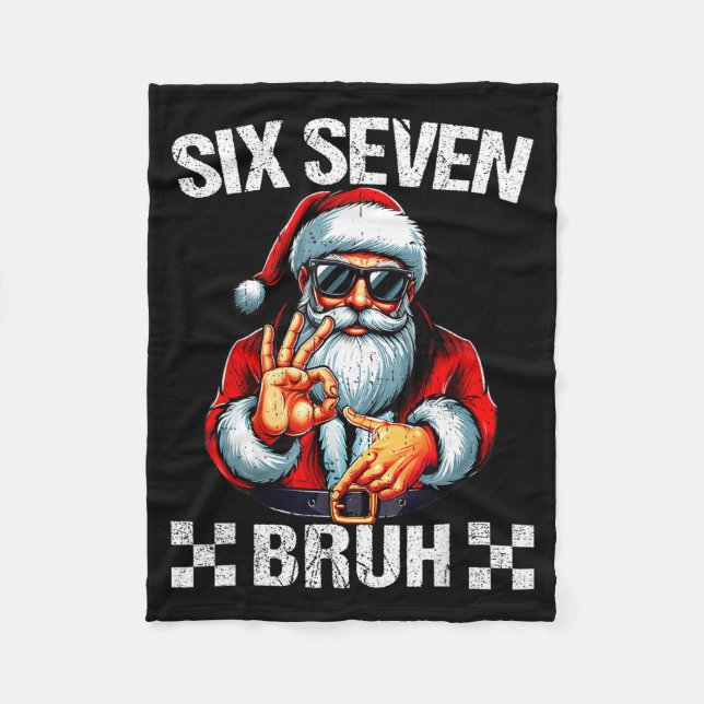 Funny Six Seven 6 7 Meme Santa Christmas Shirt Men Fleece Blanket (Front)