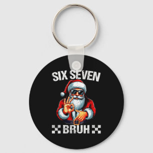 Funny Six Seven 6 7 Meme Santa Christmas Shirt Men Key Ring
