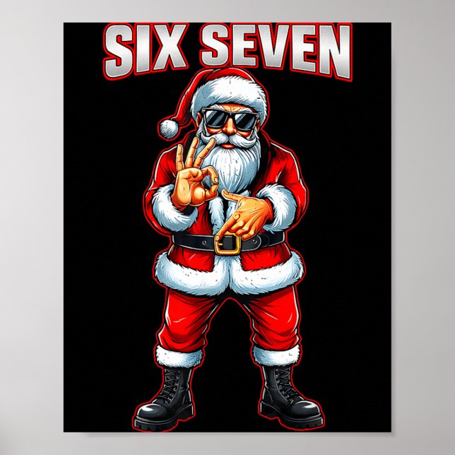 Funny Six Seven 6 7 Meme Santa Christmas Shirt Men Poster (Front)