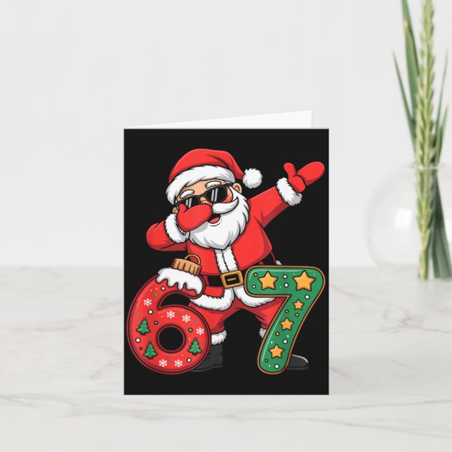 Funny Six Seven 6 7 Meme Santa Dab Christmas Dabbi Card (Front)