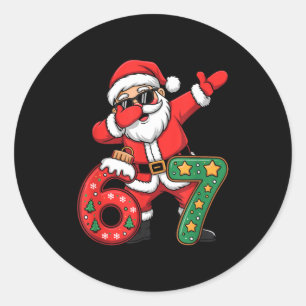 Funny Six Seven 6 7 Meme Santa Dab Christmas Dabbi Classic Round Sticker