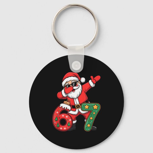 Funny Six Seven 6 7 Meme Santa Dab Christmas Dabbi Key Ring (Front)