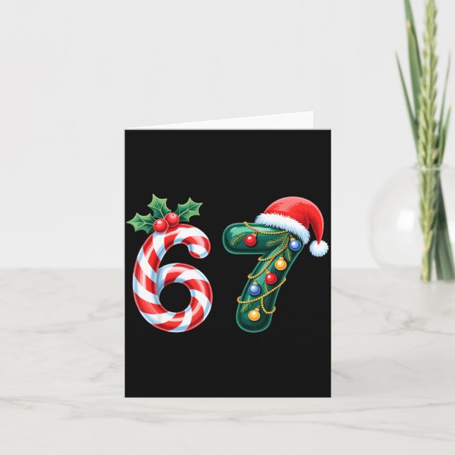 Funny Six Seven 6 7 Meme Saying Humor 67 Christmas Card (Front)